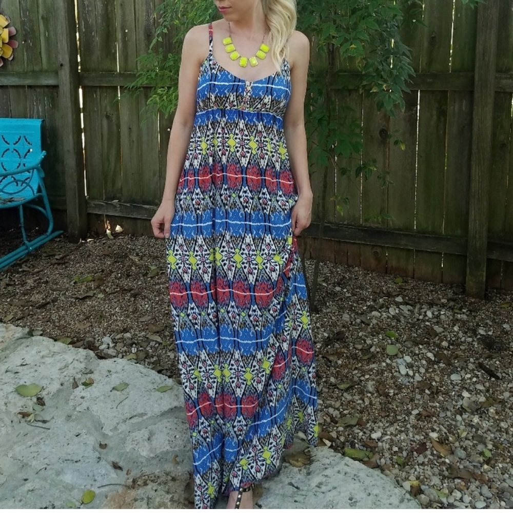 Tart Ikat Bohemian Boho Flowy Maxi Dress Medium - Picture 8 of 8